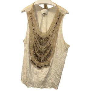 Philip Lim 3.1 stunning cream heavily beaded necklace trim embellished t…